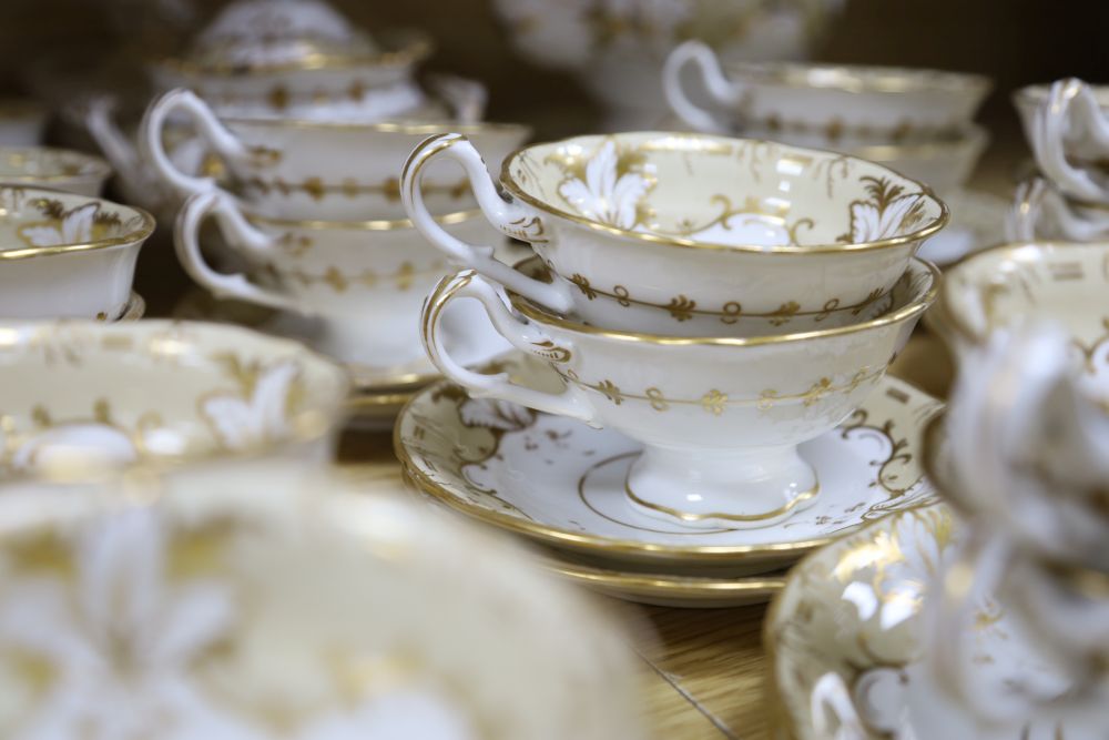 A Victorian Ridgway porcelain part tea and coffee set, 43 pieces, printed Crown mark in puce
